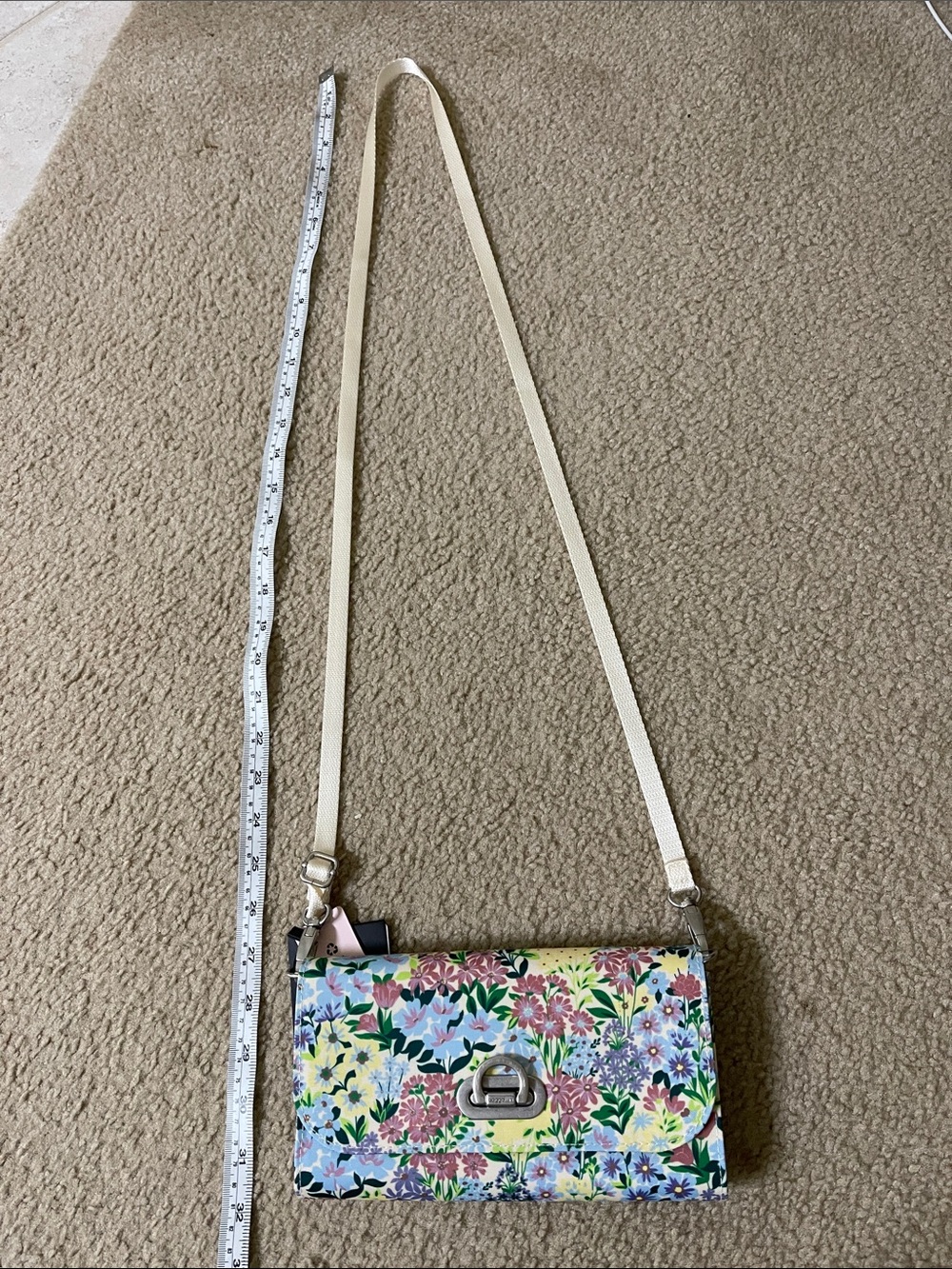 Baggallini Floral Crossbody in Pastel Multi with Cream Strap - Picture 4 of 14